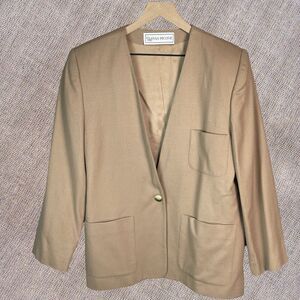 VTG EVAN PICONE‎ Jacket Women's Sz 12 Wool Blazer One Button Gray Work Old Money